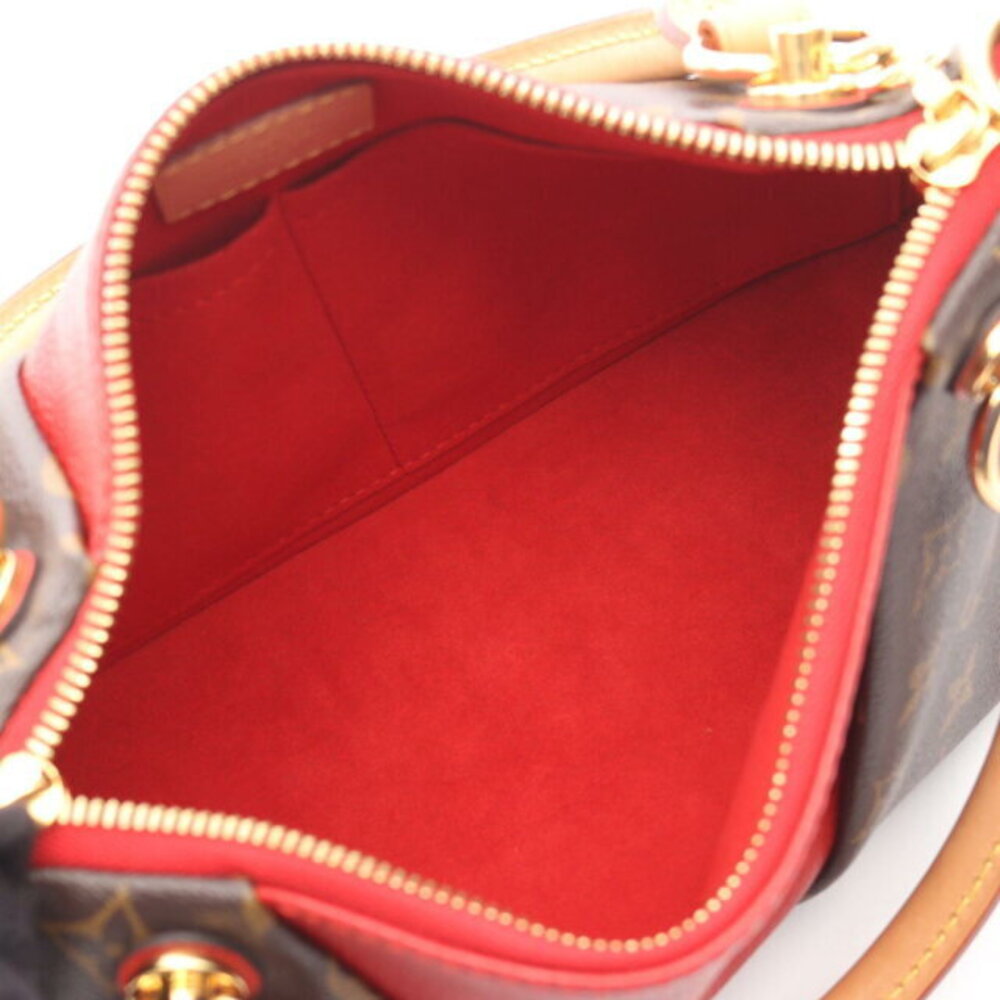 Louis Vuitton V Tote Cerise Red Handbag Leather Brown Red - Picture 3 of 10